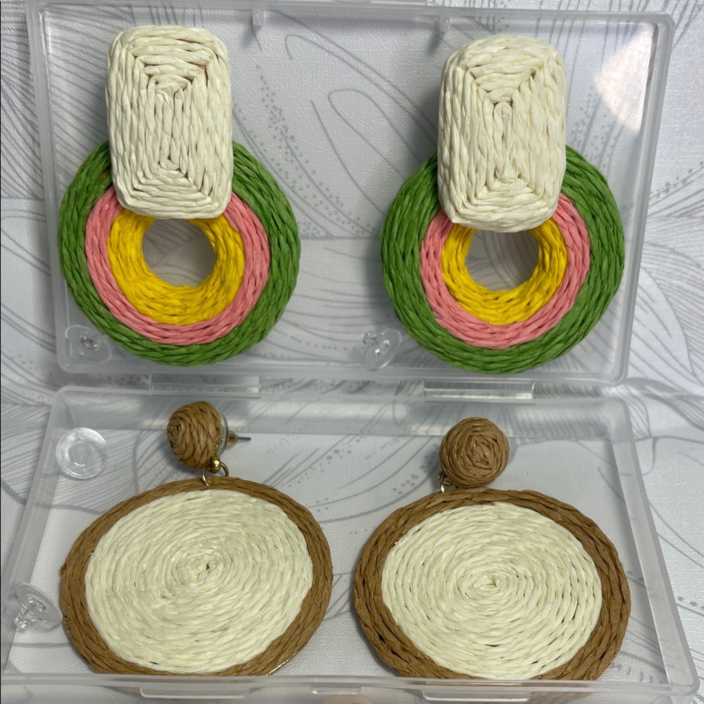 Colorful Woven Circle Earrings Set